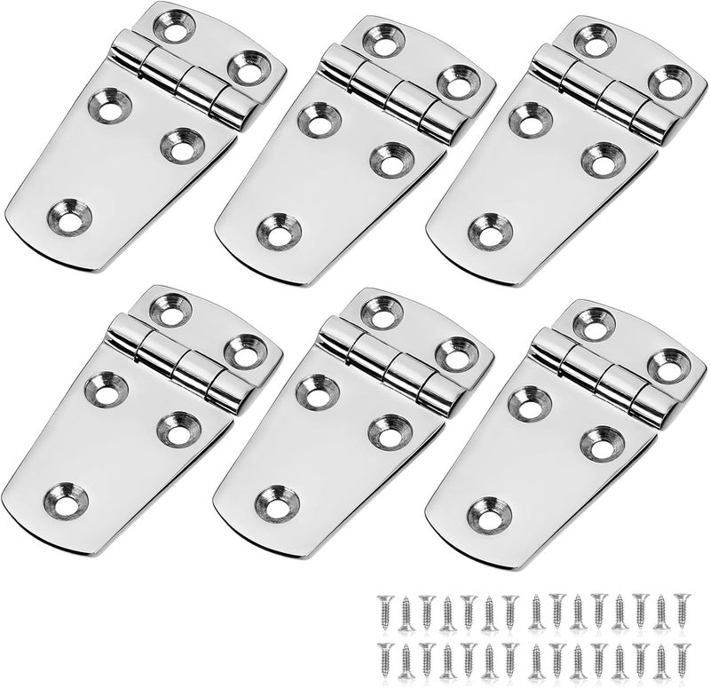 ODYSUNRAL Marine Boat Hatch Hinges Stainless Steel, 3 inch x 1.5 inch(76 x 38mm) 5 Holes, No Noise, Heavy Duty 316 Stainless Steel with Screws (6 PCS) - Image 1
